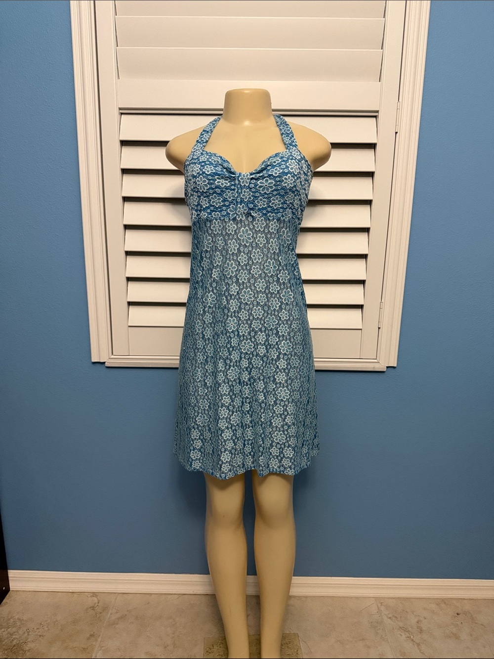 Vintage Blue Floral Halter Summer Dress- found in vintage store in Belgium 🇧🇪